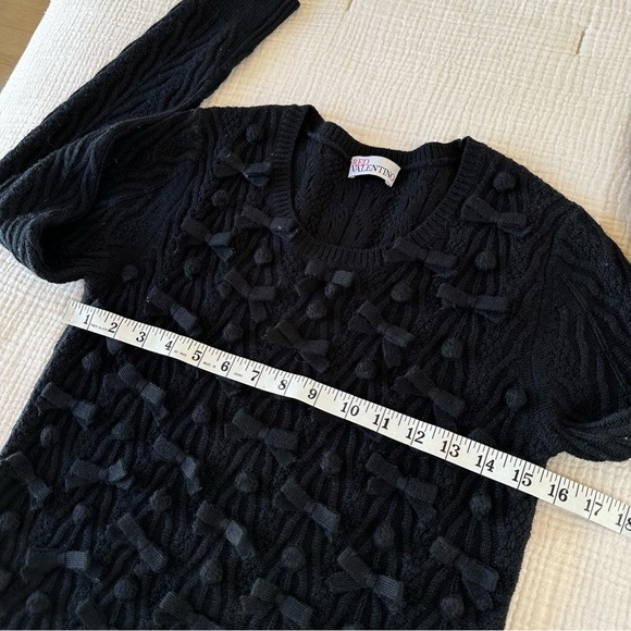 RED Valentino Black Wool Cable Knit Bow Bauble Pullover Sweater - Picture 6 of 8